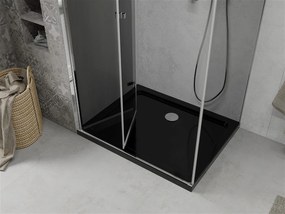 Mexen Lima, sprchový kút so skladacími dverami 90 (dvere) x 100 (stena) cm, 6mm šedé sklo, chrómový profil + slim sprchová vanička čierna + chrómový sifón, 856-090-100-01-40-4070