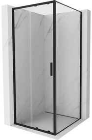 Mexen Exo, sprchovací kút s posuvnými dverami 95 x 95 cm, 6mm číre sklo, čierny profil, 8151-095-095-70-00