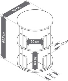 Otočná polica na knihy s 2 úrovňami
