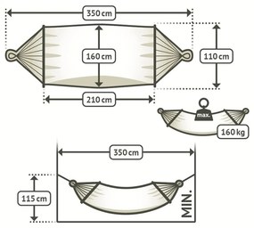 La Siesta Hojdacia sieť s tyčou ALISIO DOUBLE - toucan, 100 % polypropylén/ rozperná tyč: bambus