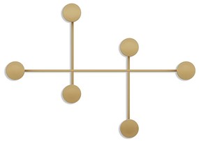 Nástěnný kovový věšák Dama 82 cm zlatý