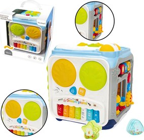 LEAN Toys Multifunkčná vzdelávacia kocka pre batoľatá so svetlami a zvukmi