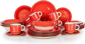 Keramická jedálenská súprava SPIRAL RED 30 ks