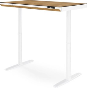Elektrický písací stôl sit-stand so zásuvkou a bezdrôtovou nabíjačkou Qi biely/zlatý dub, 1200 mm: ELLIS