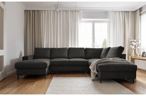 Tmavosivá menčestrová rozkladacia rohová pohovka (pravý roh) Lofty Lilly – Miuform