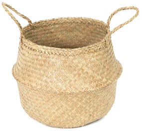 Svetlý úložný košík z morskej trávy Compactor, ⌀ 35 cm
