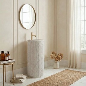 Rea Margarita, voľne stojace umývadlo, 390×390×850 mm, biela matná, REA-U0614