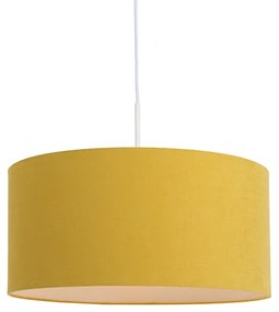 Závesné svietidlo biele so žltým tienidlom 50 cm - Combi 1