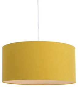 Závesné svietidlo biele so žltým tienidlom 50 cm - Combi 1