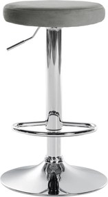 Barová stolička Ponte - zamat, chróm rám - Sivá
