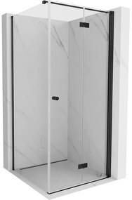 Mexen Mist-F T, 1-krídlový skladací sprchový kút pravý 95 x 95 cm, číre sklo, čierny profil, 8A6T-095-095-70-00-P