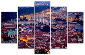 Gario Obraz na plátne Praha za súmraku - 5 dielny Rozmery: 100 x 70 cm