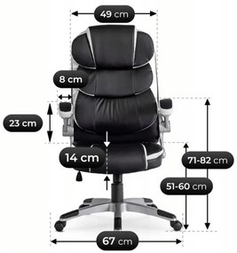 Vintino kancelárska otočná kožená stolička RONALD čierna