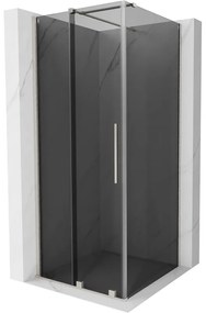 Mexen Velar, sprchový kút s posuvnými dverami 110 x 110 cm, 8mm šedé sklo, brúsená oceľ, 871-110-110-41-97