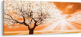 Oranžový obraz stromu (120x50 cm)