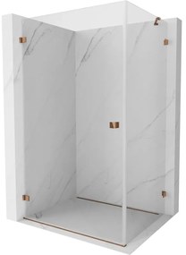 Mexen Lunar-B, výklopný sprchový kút ľavý 90 x 70 cm, 8mm číre sklo, profil ružové zlato, 832-090-070-60-00-L