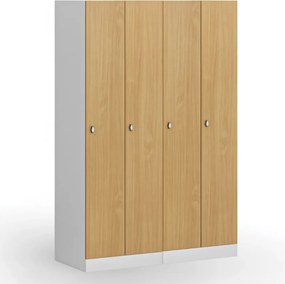 Kovová šatníková skrinka S1, 2-dverová, 1850 x 600 x 500 mm, otočný zámok, laminované dvere, biela
