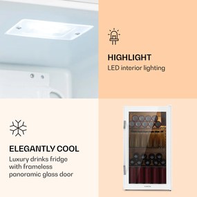 Klarstein Beersafe XXL Quartz, chladnička, energet. trieda E, LED, 3 kovové police, panoramatické sklenené dvierka