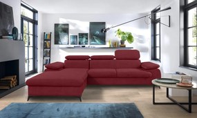 Rohová sedacia súprava Scala, červená látka, ľavý roh