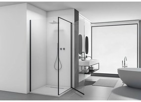 Cerano Porte, 1-krídlový sprchovací kút 80x80 cm, 8mm číre sklo, čierny profil, CER-CER-413549