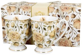 Porcelánový hrnček na nohe Royal English Roses White 320 ml sada 2ks