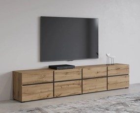 Široký TV stolík GLENROSE - dub wotan / čierny