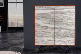 MOUNTAIN SOUL komoda 120 cm akácia, vzhľad prírodného kameňa, biela sivá