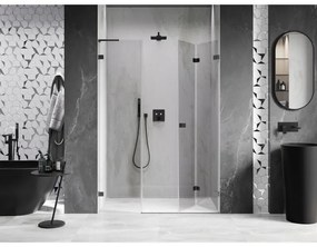 Mexen Lunar-F, L pravé sklápacie sprchové dvere 135 cm, 8mm číre sklo, brúsený grafit profil, 836SL-135-050-66-00-P