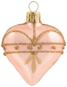 Bella Rose Sklenená vianočná ozdoba Srdce Ružová Lesk