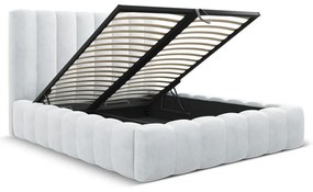 Svetlosivá čalúnená dvojlôžková posteľ s úložným priestorom a roštom 180x200 cm Kelp – Micadoni Home