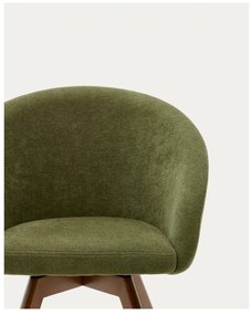 Zelené čalúnené jedálenské kreslo s podrúčkami Marvin – Kave Home
