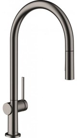 HANSGROHE Talis M54 páková drezová batéria s vyťažiteľnou sprškou s prepínaním, 2jet, sBox, výška výtoku 210 mm, kartáčovaný čierny chróm, 72801340