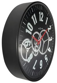 Nástenné hodiny NeXtime Gear Clock Ø36 cm čierne