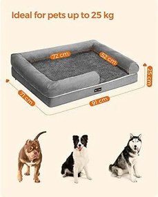 Feandrea ortopedický pelech pre psa, pohovka pre psa so snímateľným poťahom, svetlosivý