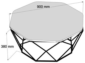 Dizajnový konferenčný stolík Gagenia 90 cm vzor dub