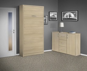 Nabytekmorava Sklápacia posteľ VS 3054 P - 200x90 cm farba lamina: antracit/biele dvere