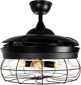 Stropný ventilátor čierny so zaťahovacími lopatkami 107 cm 5-svetiel s diaľkovým ovládaním - Gaiola