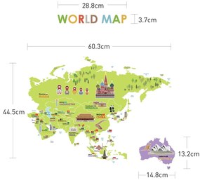 Detská samolepka na stenu 120x150 cm Giant World Map – Ambiance