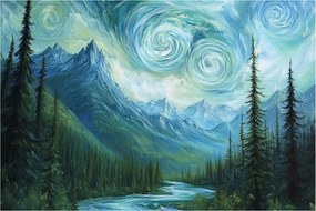 Obraz - Krajina s nádychom Van Gogha (90x60 cm)