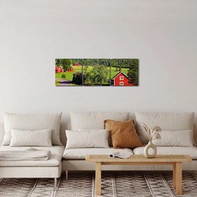 Obraz vidieka (s hodinami) (90x30 cm)