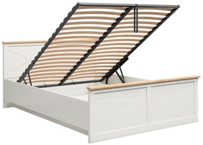 Manželská posteľ 160 cm BRW Frija 3 (borovica andersen biela + dub artisan) (s roštom) (s úl. priestorom). Vlastná spoľahlivá doprava až k Vám domov. 1098248