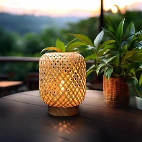 SOLIGHT Ratanová LED lampáš s LED žiarovkou, teplá biela, 3x AAA, 19cm