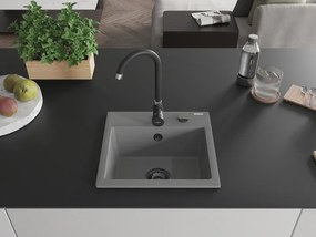 Mexen Milo, granitový drez 435x410x171 mm, 1-komorový, šedá s čiernym sifónom, 6505441000-71-B
