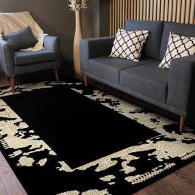 Dywany Łuszczów, Kusový koberec Allure 1965 black/gold, 140x190, čierna, kancelária