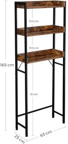 Kúpeľňový regál RENARO hnedá/čierna