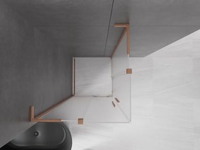 Mexen Velar L Duo, sprchový kút s posuvnými dverami 80 x 80 cm, 8mm sklo námraza, medená matná, 871-080-080-02-33-65