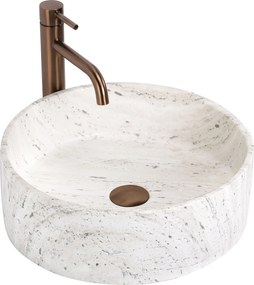 Rea Destiny, umývadlo na dosku 395×395×135 mm, biela matná-imitácia kameňa, REA-U3502