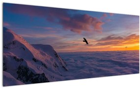 Obraz pri západe slnka, Mt. blanc (120x50 cm)