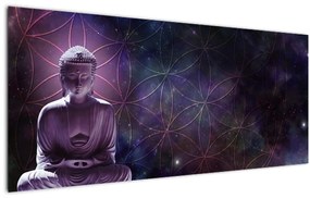 Obraz - Budha s kvetmi života (120x50 cm)