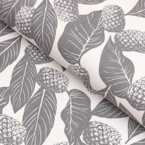 Biante Bavlnený záves Sandra SA-511 Sivé ananásy na bielom 150x200 cm